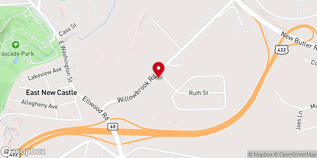 Map showing location of Shenango Christian Church