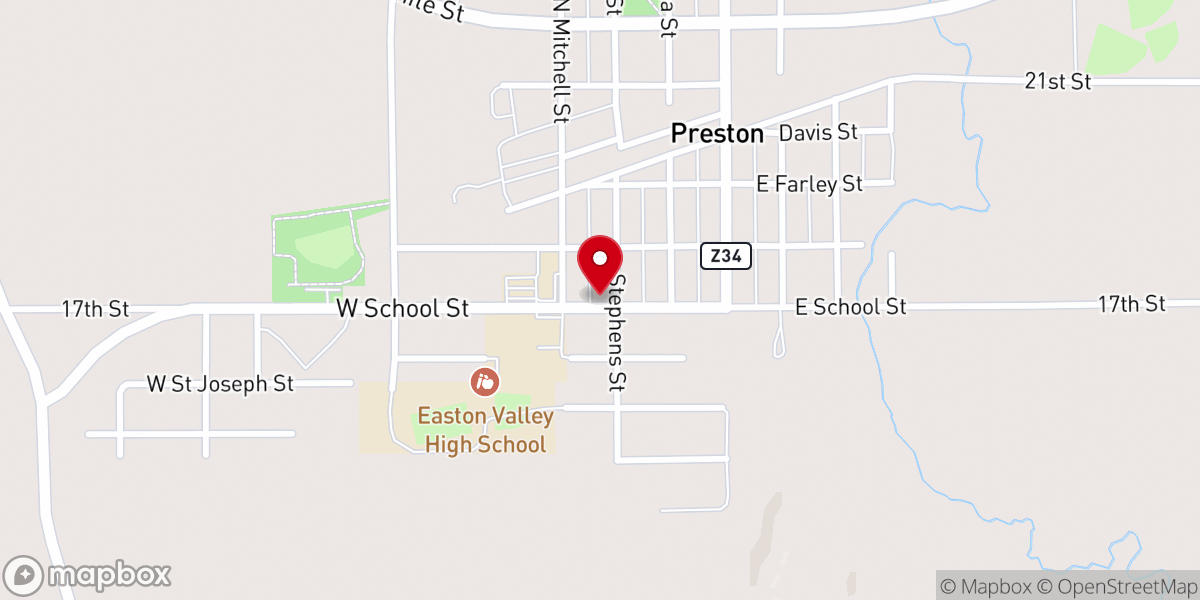 Map showing location of Preston United Methodist Church