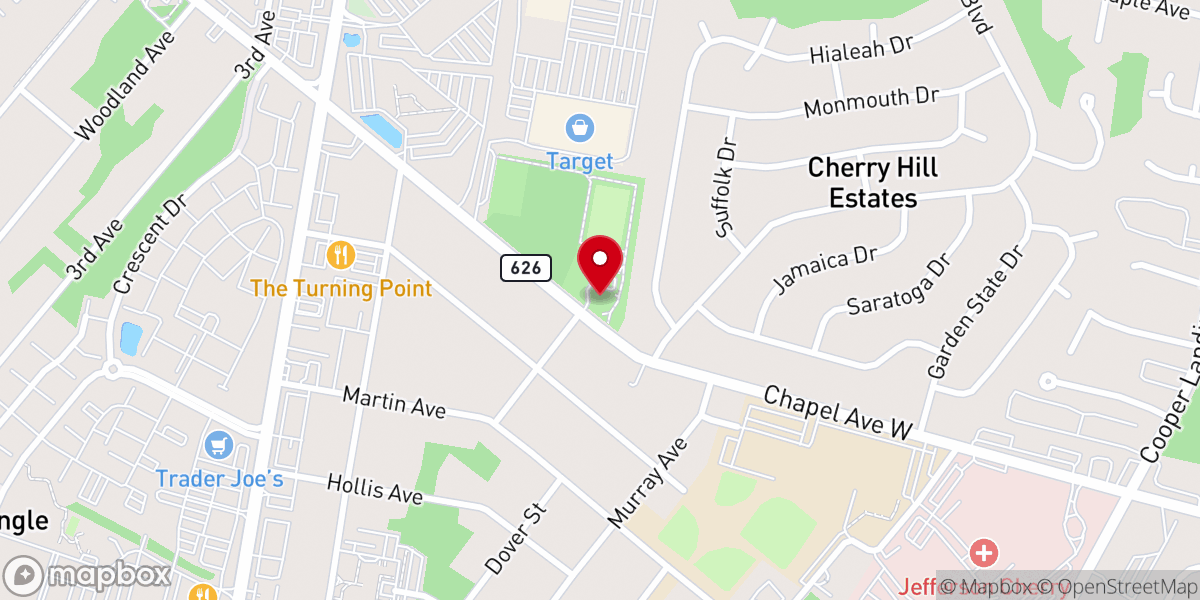 Map showing location of Chapel Ave Park, Lacrosse and Soccer Field