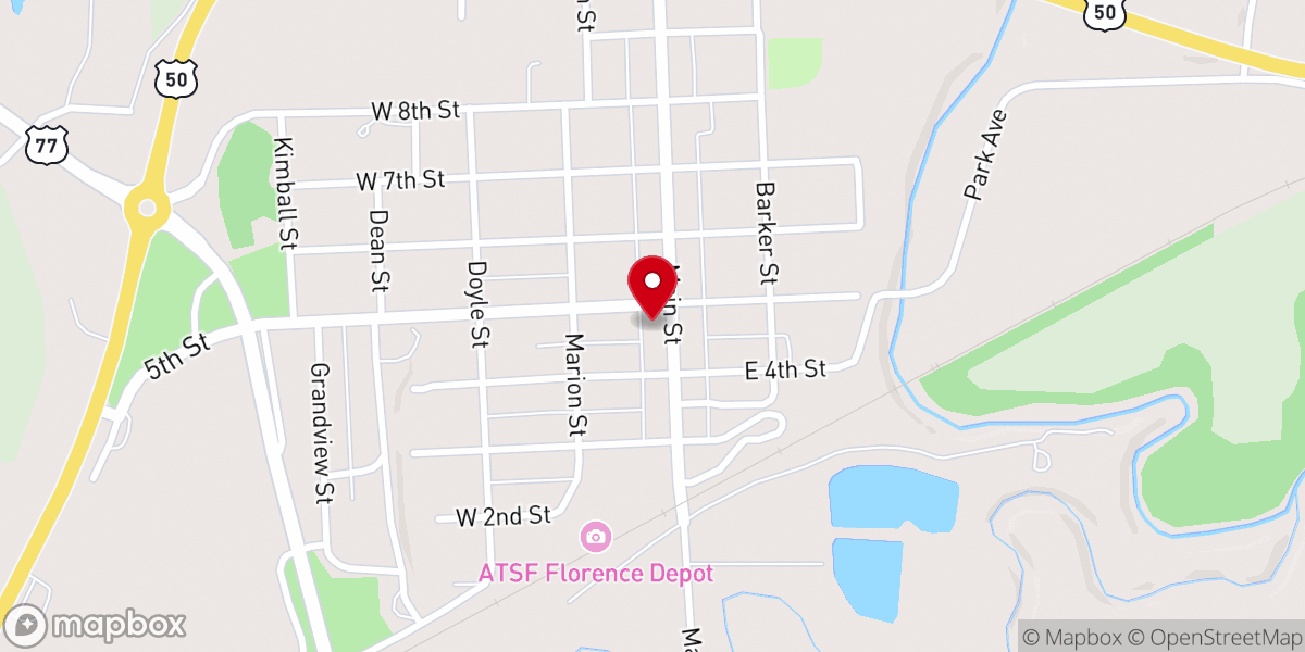 Map showing location of Florence United Methodist Church - Food Distribution Center