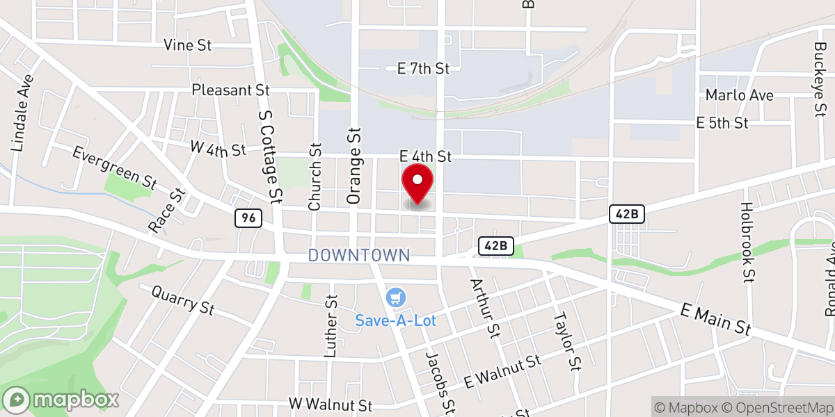 Map showing location of First Church of the Brethren