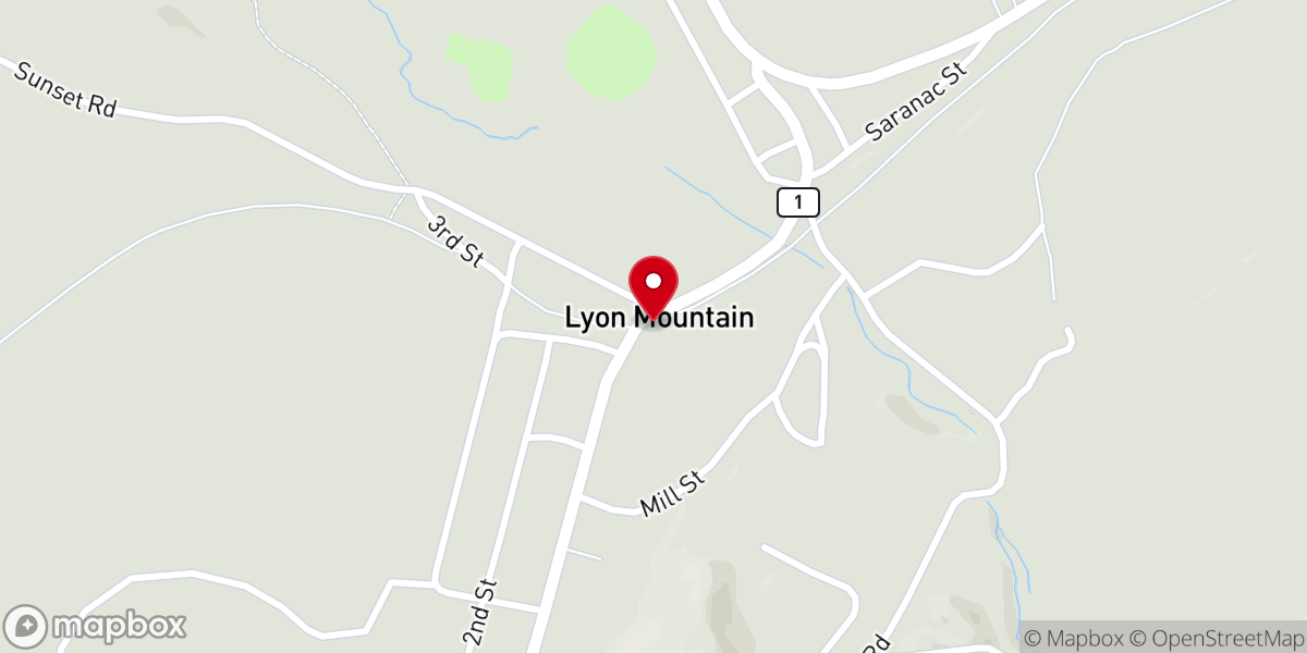 Map showing location of Lyon Mountain Mining and Railroad Museum