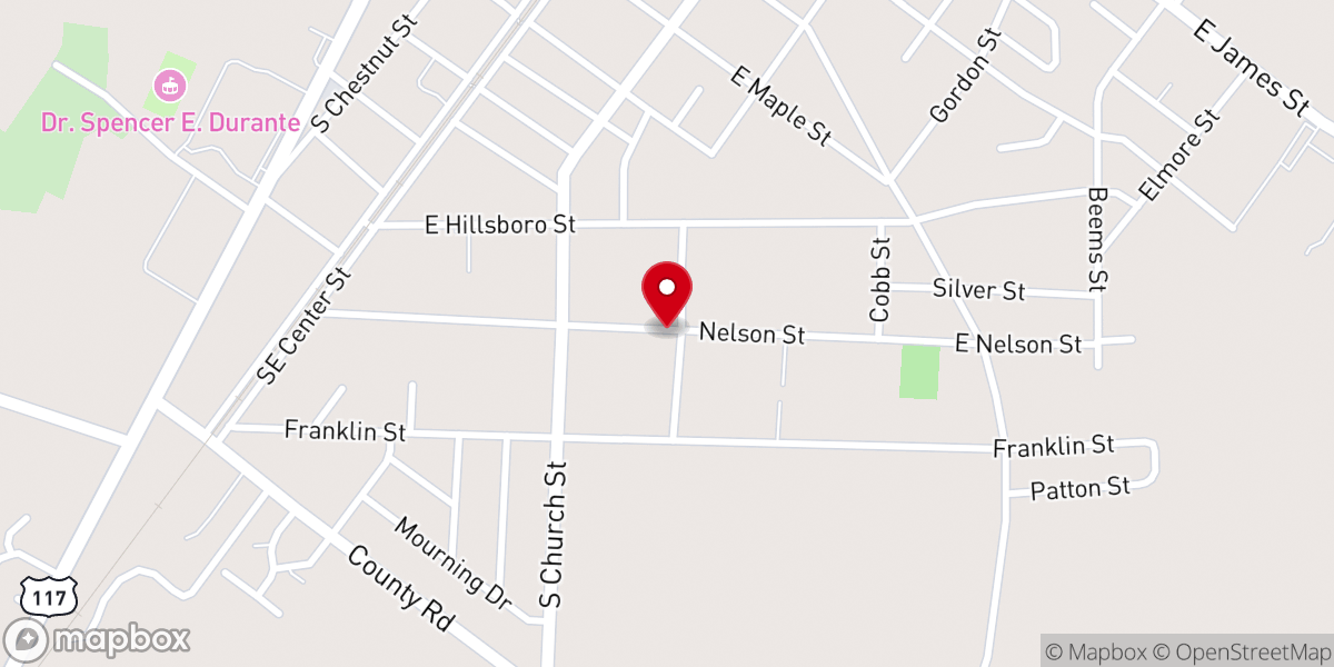 Map showing location of St Mark Freewill Baptist Church