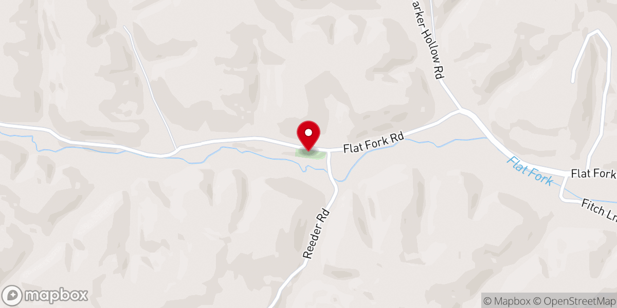 Map showing location of Flat Fork Church