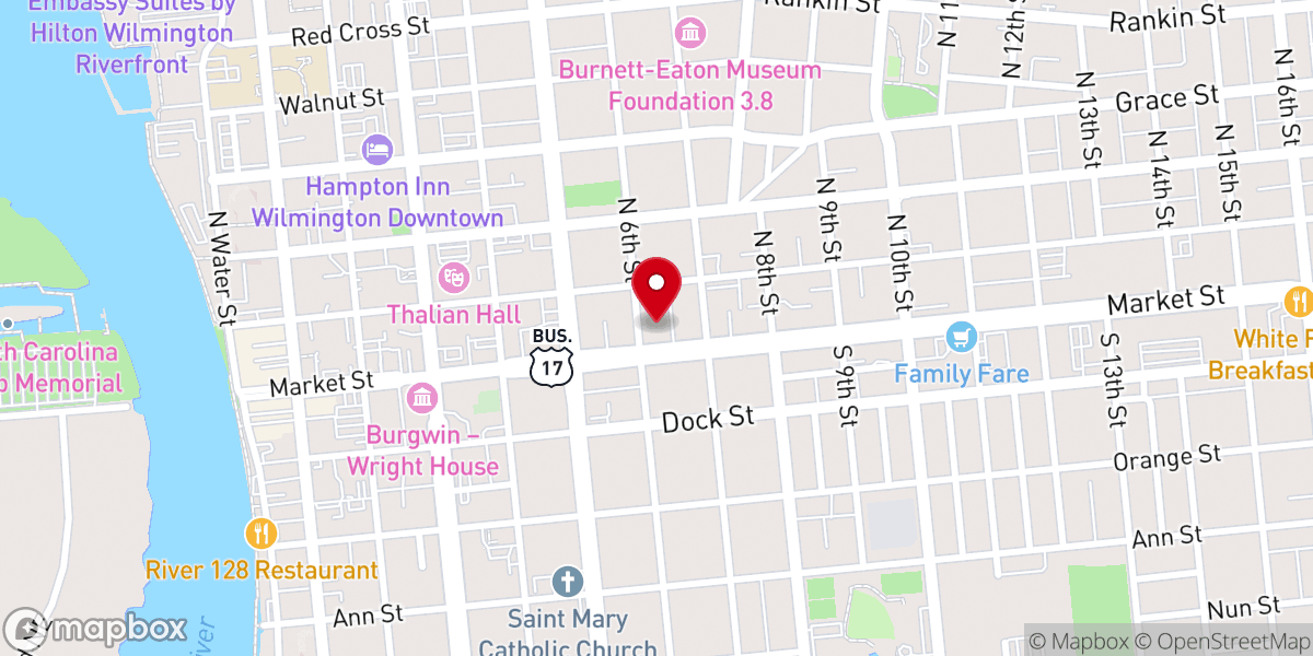 Map showing location of St. Paul's Evangelical Lutheran Church