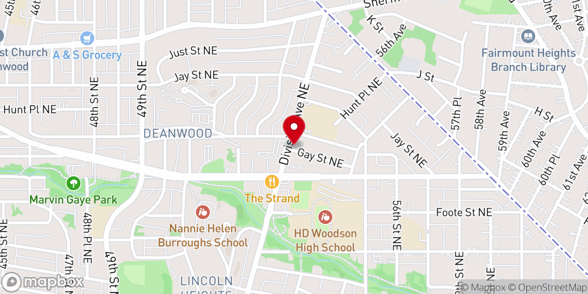 Map showing location of Tabernacle Baptist Church