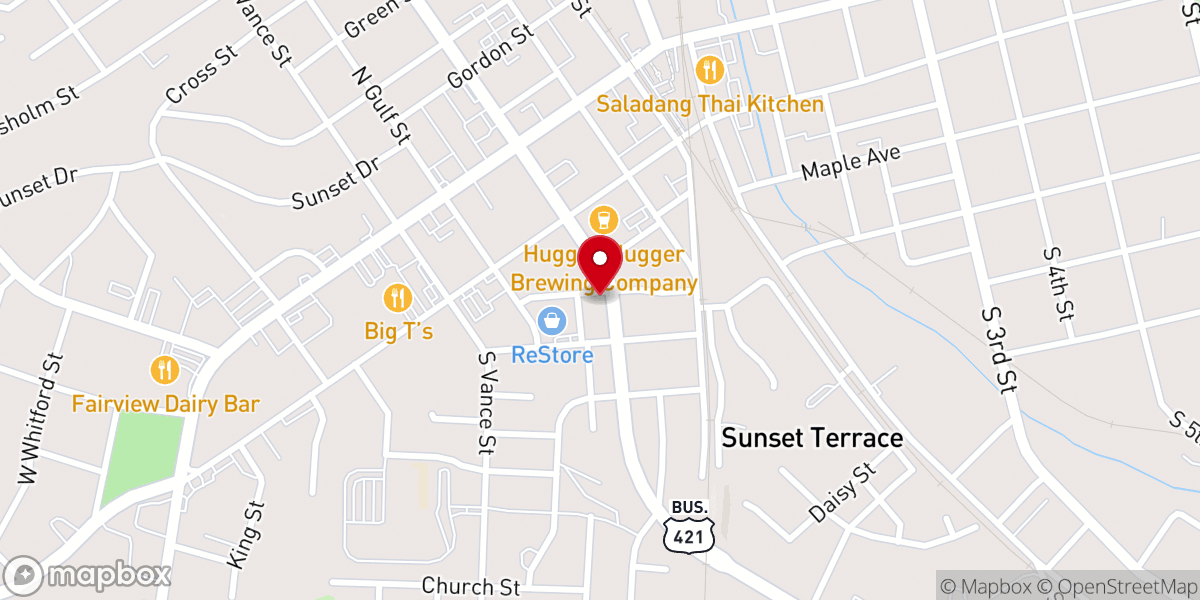 Map showing location of Blandonia Presbyterian Church