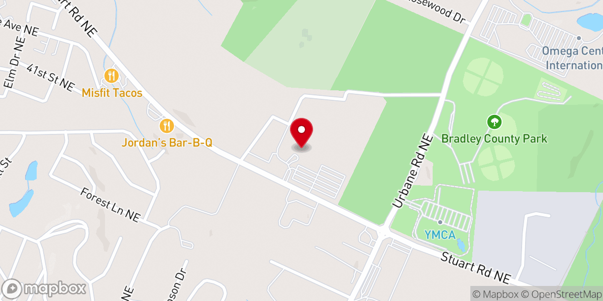 Map showing location of First Baptist Cleveland