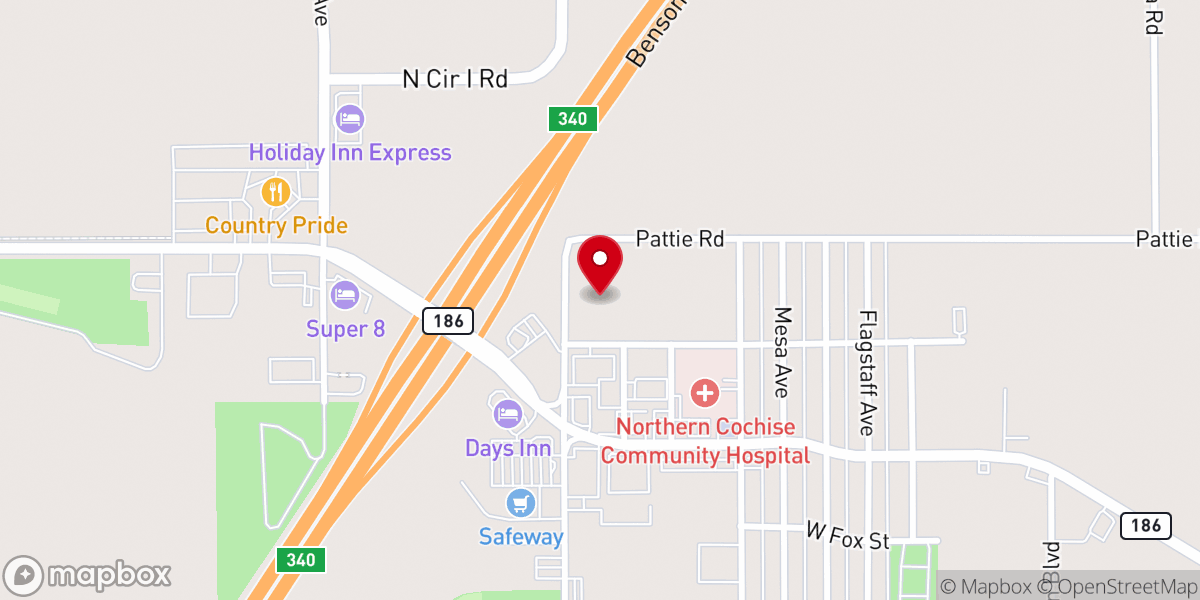 Map showing location of Wilcox Community Food Bank of Southern Arizona