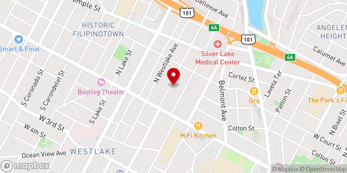 Map showing location of Bonnie Brae House, Revival Azusa Treis Residence