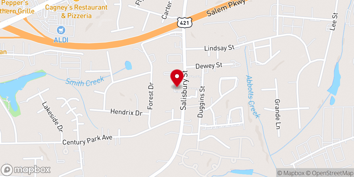 Map showing location of Kernersville Church-Christ