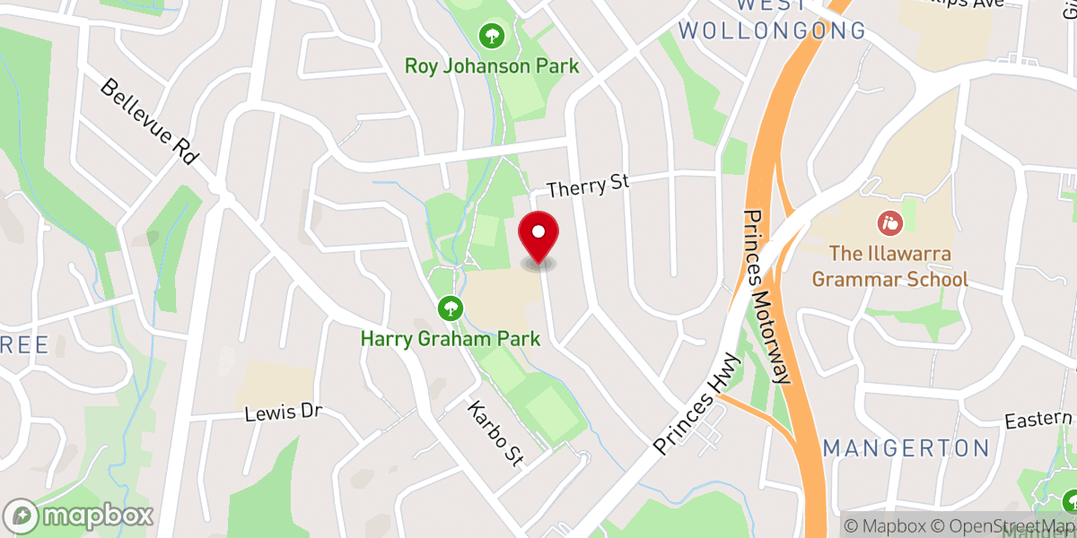 Map showing location of City on a Hill: Wollongong