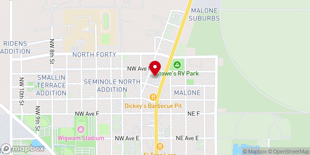 Map showing location of City of Seminole Community Center