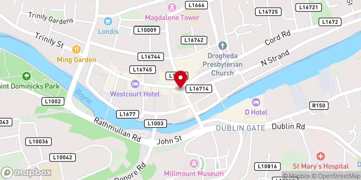 Map showing location of Drogheda Tourist Office