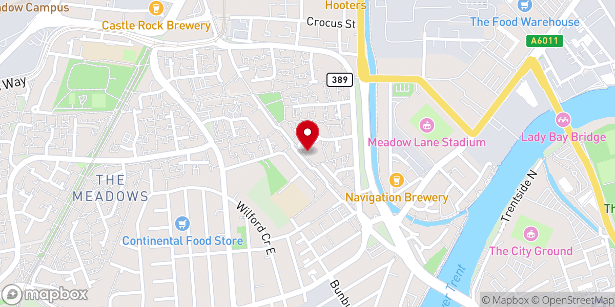 Map showing location of St Saviour's Church Nottingham