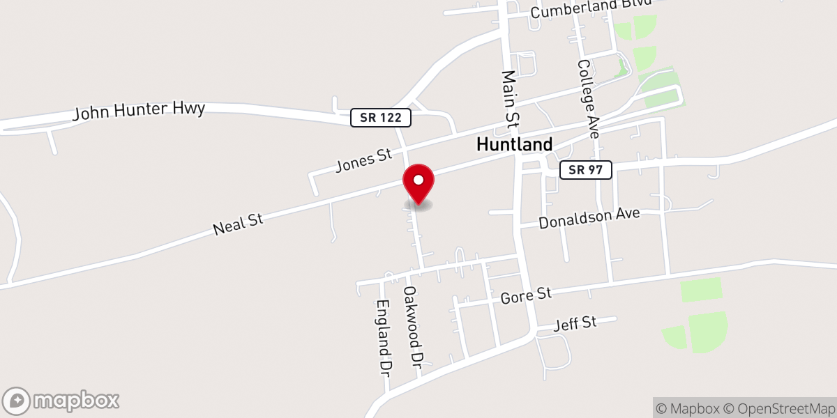 Map showing location of Huntland United Methodist Church
