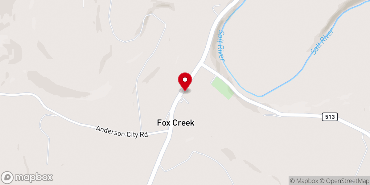 Map showing location of Fox Creek Christian Church
