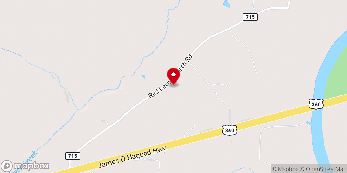 Map showing location of Red Level Church