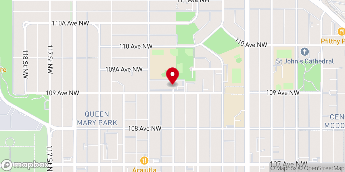 Map showing location of Edmonton Chinese Baptist Church