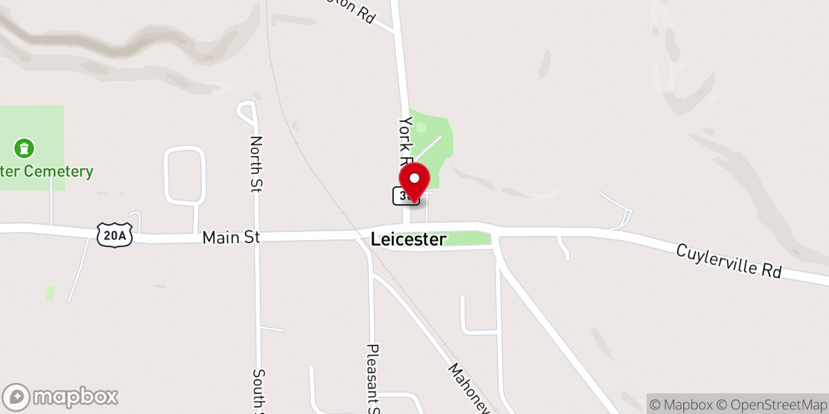 Map showing location of Leicester Presbyterian Church