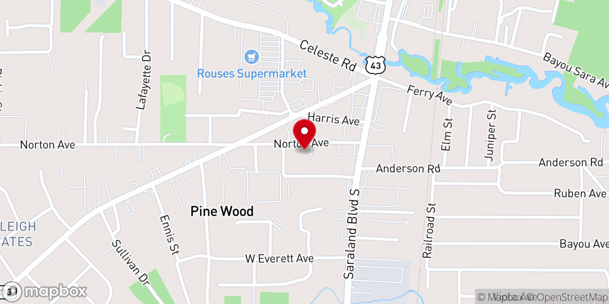 Map showing location of Mt Olive Baptist Church