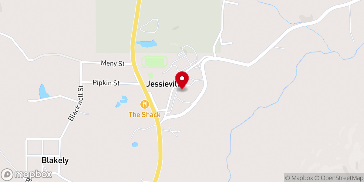 Map showing location of Jessieville First Baptist Church