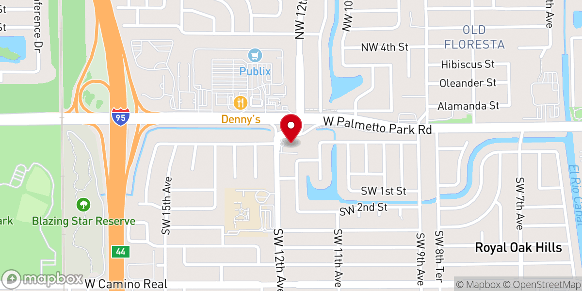 Map showing location of Life Center Boca Raton