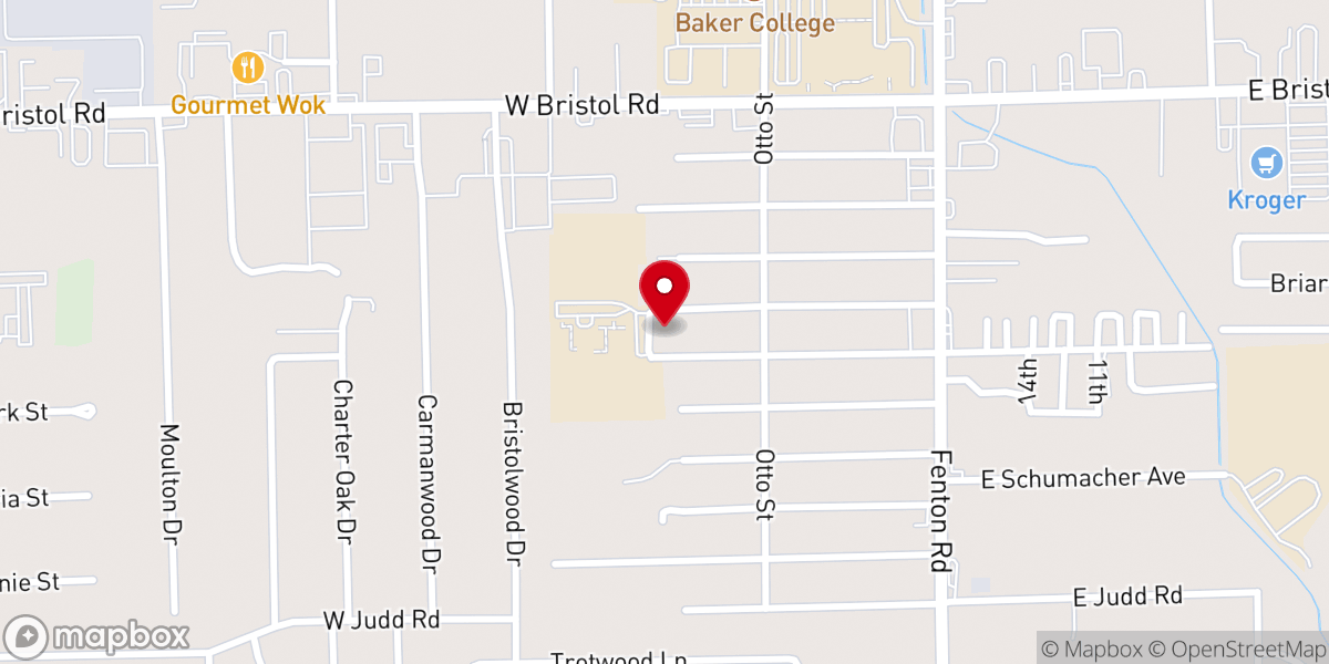Map showing location of Parkwood Baptist Church