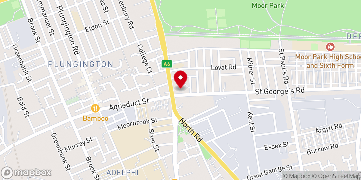 Map showing location of English Martyrs Catholic Church