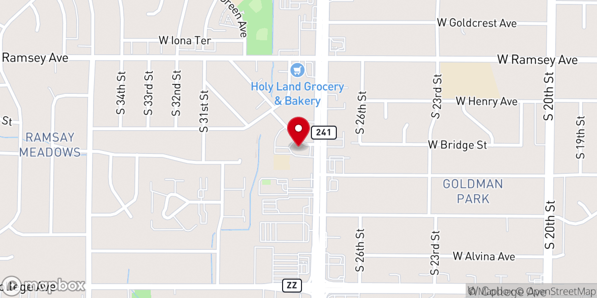 Map showing location of Our Father's Lutheran Church