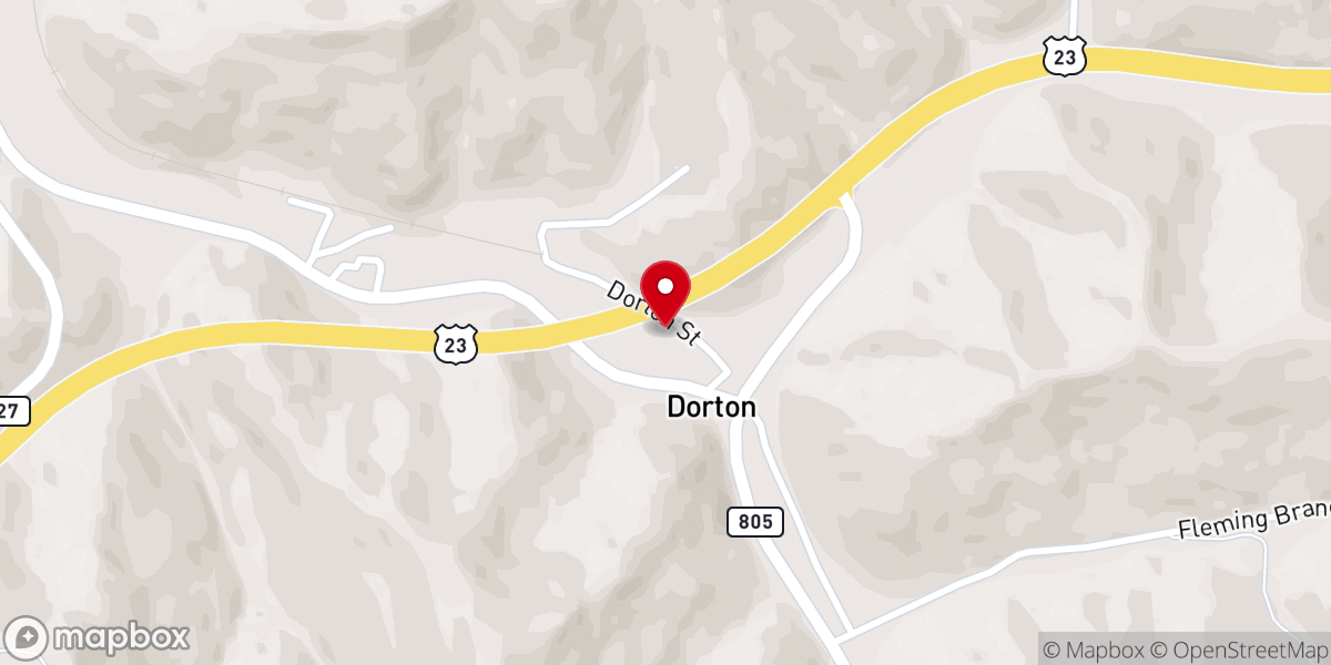 Map showing location of Dorton Old Regular Baptist Church