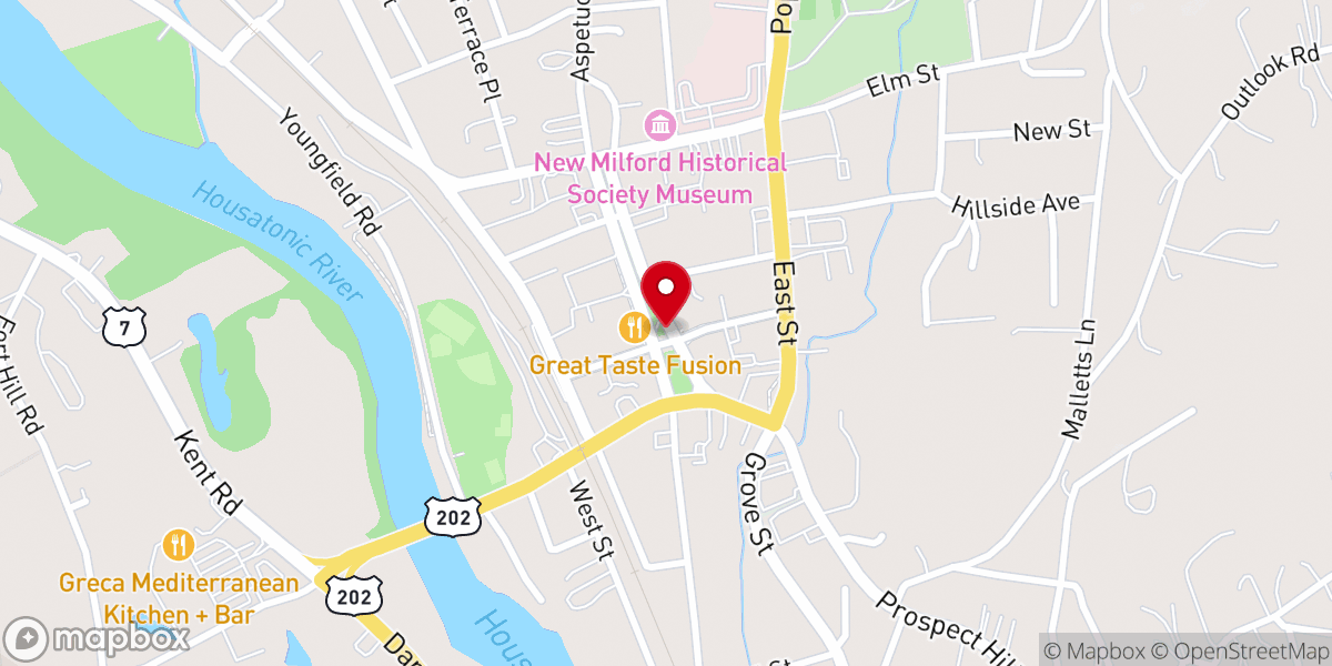 Map showing location of New Milford Town Green