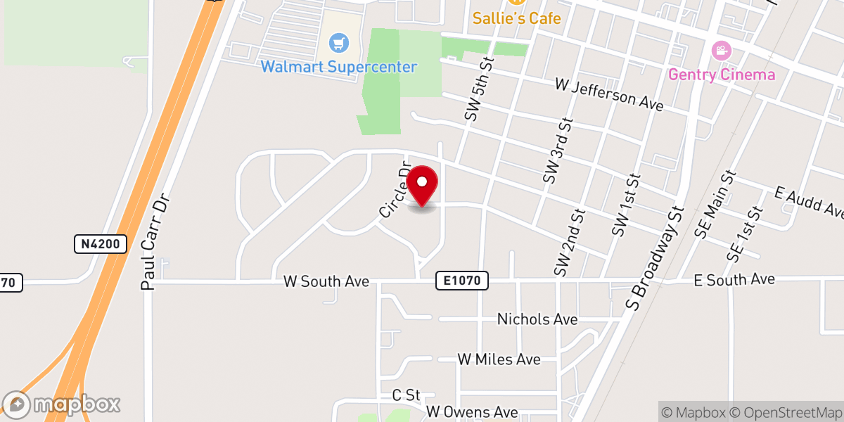 Map showing location of United Methodist Church