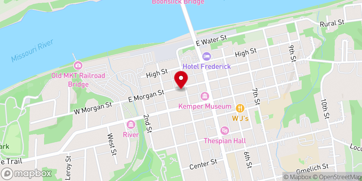 Map showing location of First Christian Church of Boonville