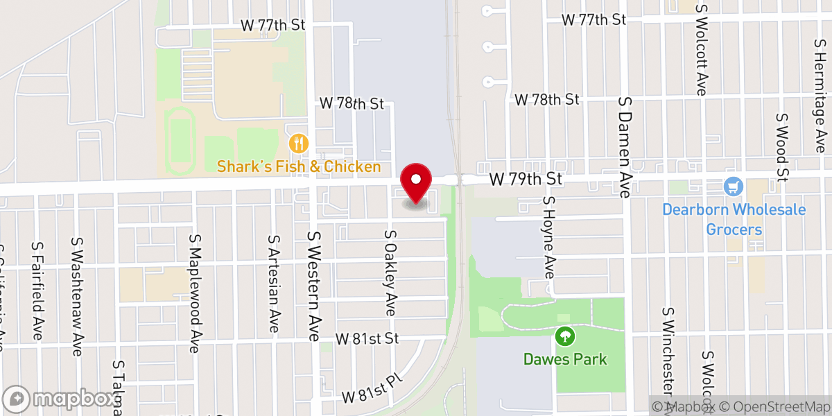 Map showing location of Liberty Temple Full Gospel Church of Chicago