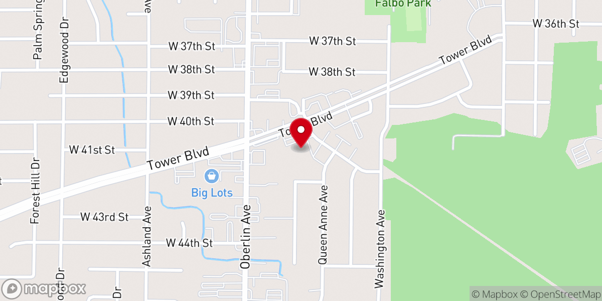 Map showing location of Church of the Open Door Lorain Campus
