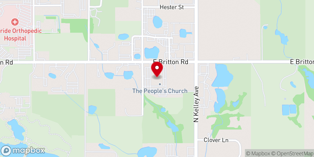 Map showing location of People's Church OKC