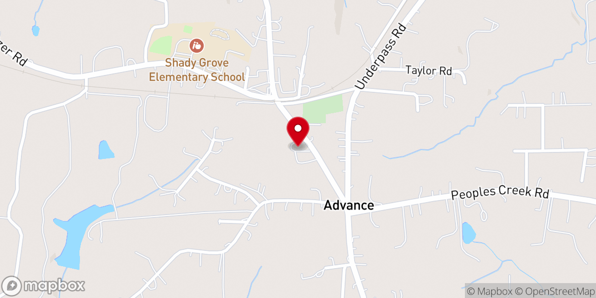 Map showing location of Advance First Baptist Church