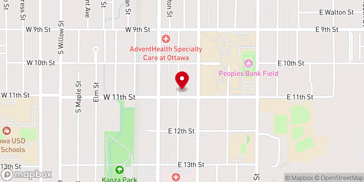 Map showing location of First Christian Church Ottawa