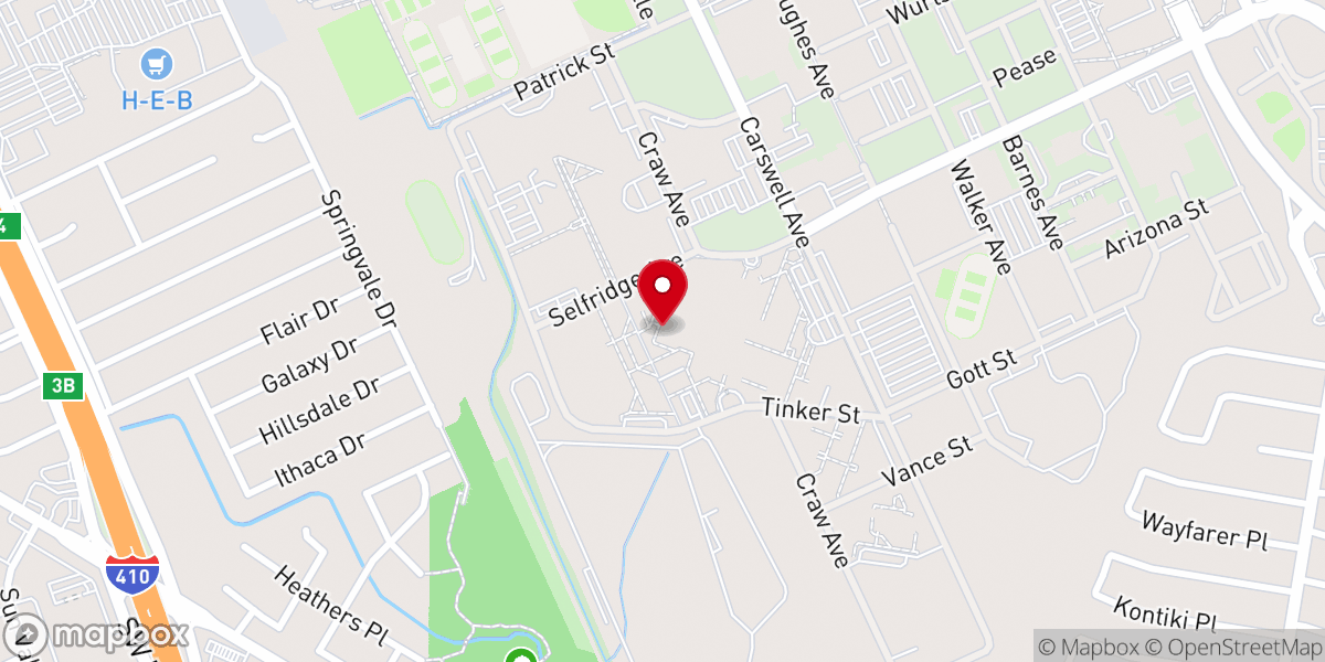 Map showing location of Lackland Interfaith Chapel