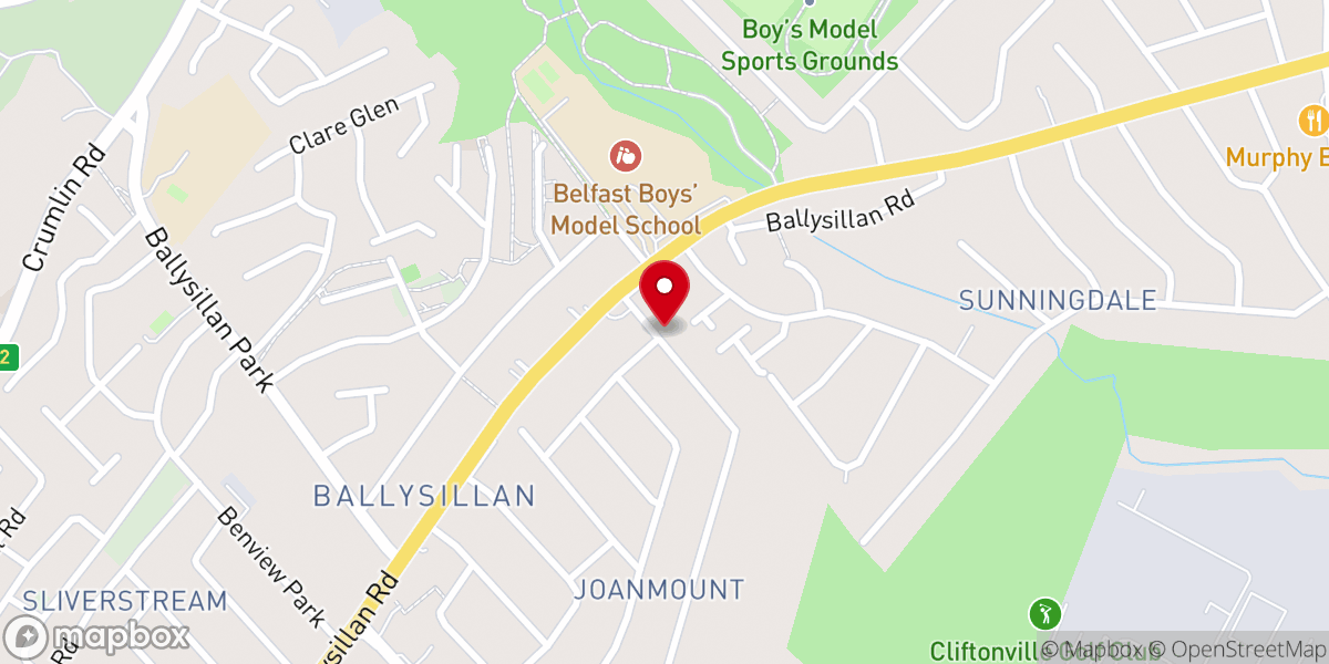 Map showing location of Ballysillan Independent Methodist Church