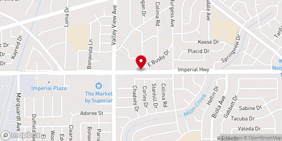 Map showing location of Templo de Alabanza La Mirada