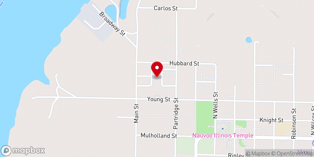 Map showing location of Historic Nauvoo North Visitors' Center