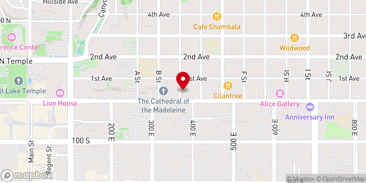 Map showing location of First Presbyterian Church of Salt Lake City