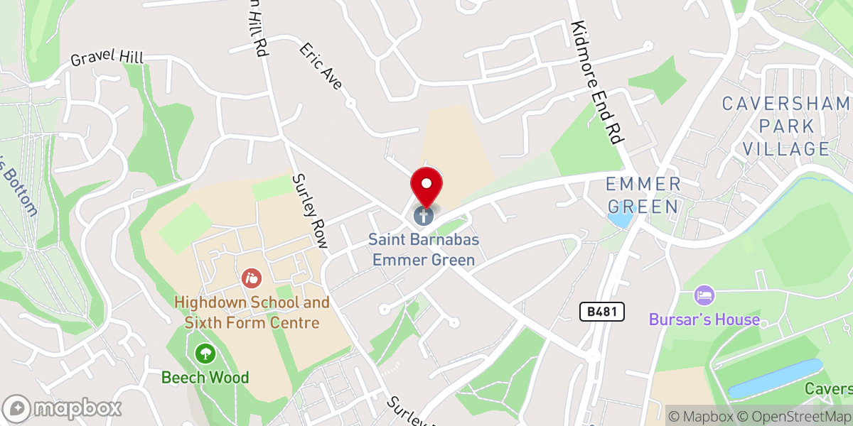 Map showing location of St. Barnabas Church
