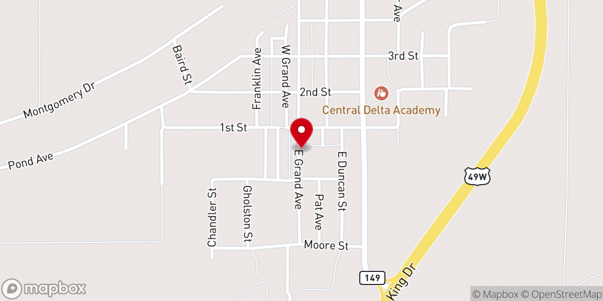 Map showing location of Shady Grove Missionary Baptist