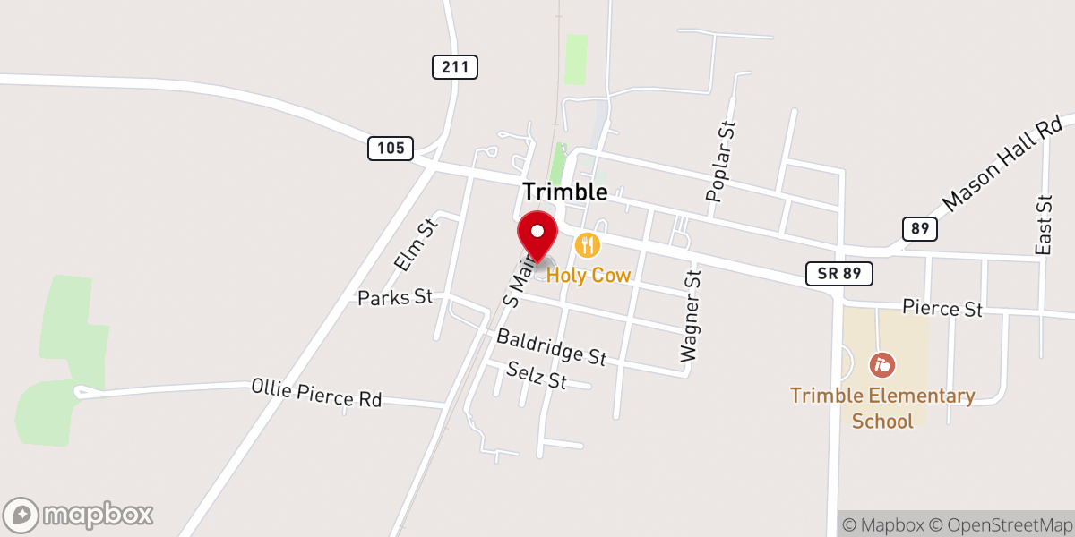 Map showing location of Trimble Community Center