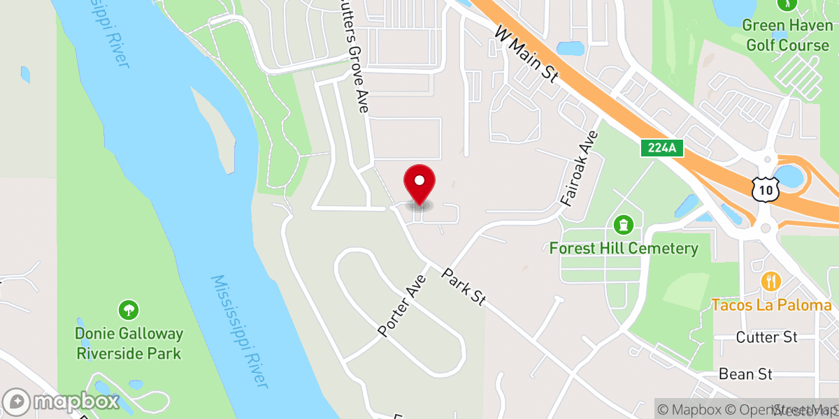 Map showing location of First Baptist Church of Anoka