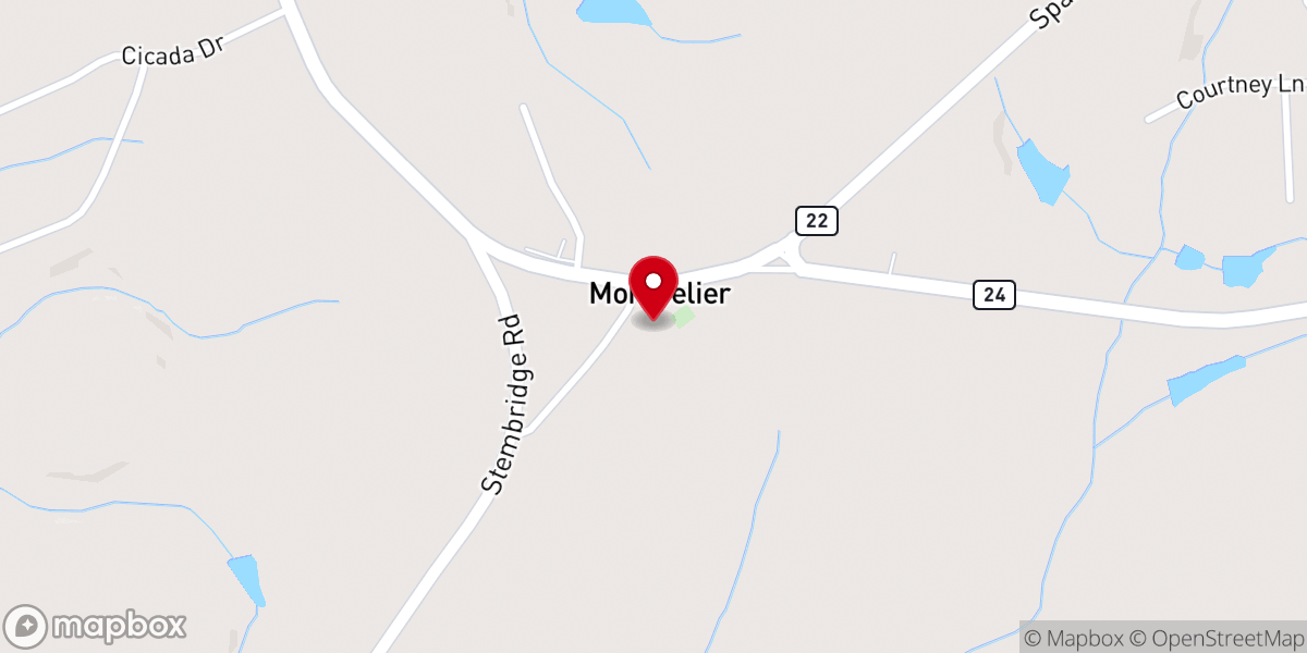 Map showing location of Montpelier United Methodist Church