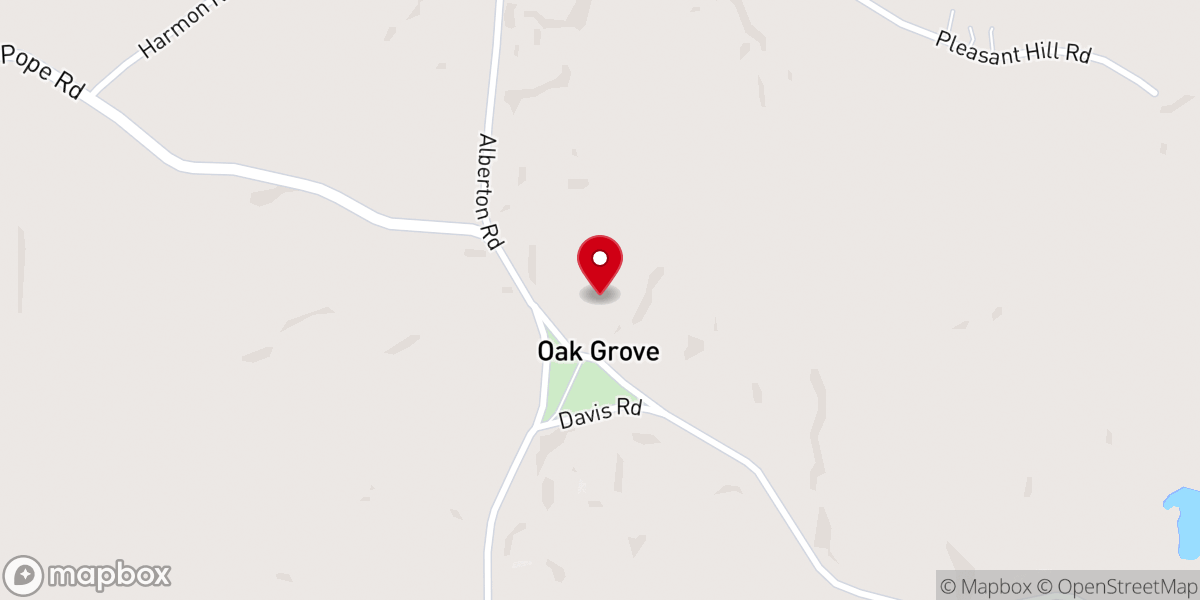 Map showing location of Oak Grove Church